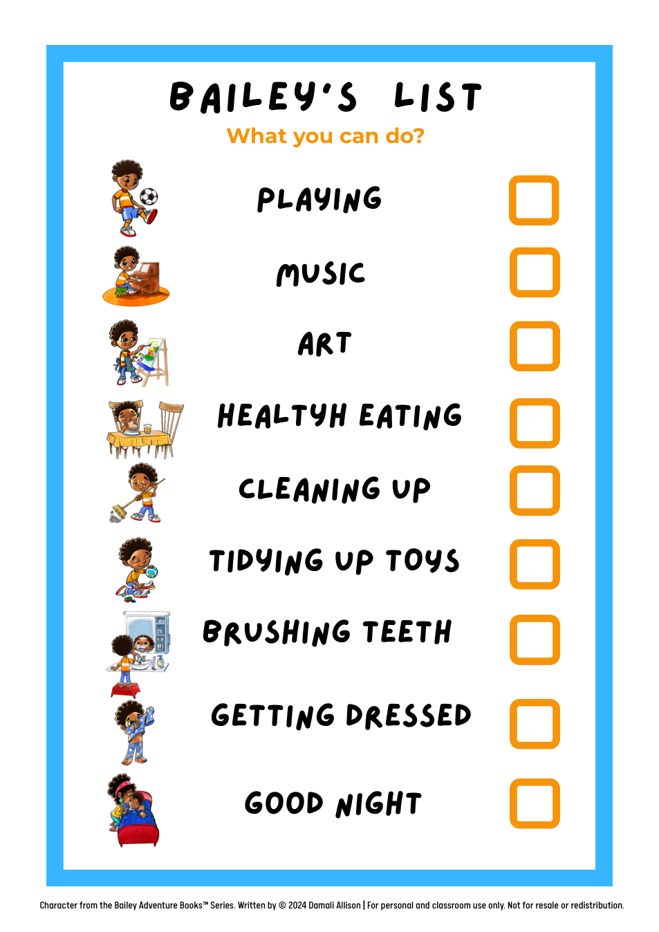 Preview of Bailey's List — What Can You Do?